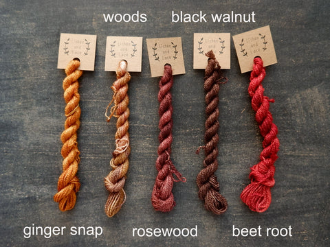 Hand dyed Embroidery yarn made from Silk and Wool by Lichen and Lace