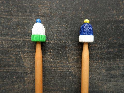 Ski Hat shaped point protectors for knitting needles