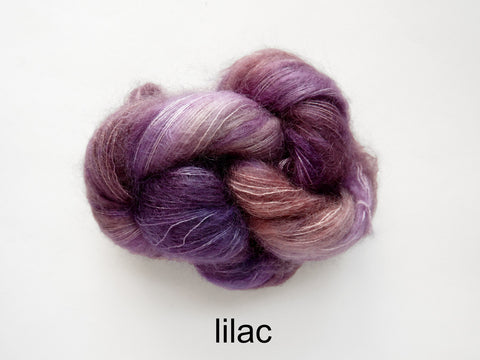 Lichen and Lace Marsh Mohair is a hand dyed mohair and silk lace yarn. It is available at The Knit Cafe in Toronto