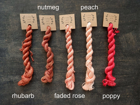 Hand dyed Embroidery yarn made from Silk and Wool by Lichen and Lace