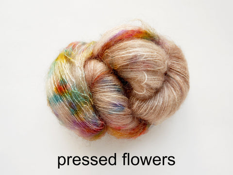 Lichen and Lace Marsh Mohair is a hand dyed mohair and silk lace yarn. It is available at The Knit Cafe in Toronto