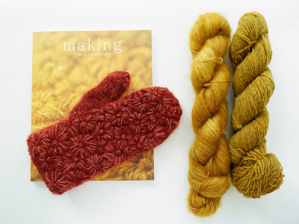 Late Bloomer Mitten Pattern and yarn sold as a knit kit