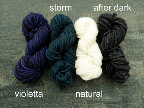 Canadian hand dyed wool from Fleece Artist . Woolen Wonder in mini skeins