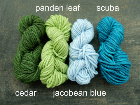 Canadian hand dyed wool from Fleece Artist . Woolen Wonder in mini skeins