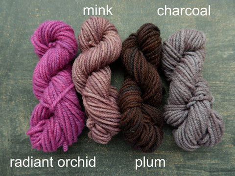 Canadian hand dyed wool from Fleece Artist . Woolen Wonder in mini skeins