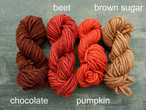 Canadian hand dyed wool from Fleece Artist . Woolen Wonder in mini skeins