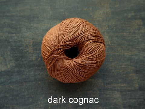 Knitting For Olive Pure Silk yarn. Dark Cognac