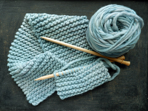 Scarf made with Flouf; a super bulky, merino yarn, by Canadian hand dyer Fleece Artist