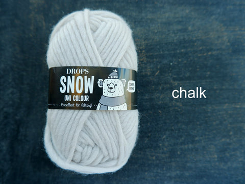 Snow by Drops Yarn is a Bulky 100% wool. Chalk