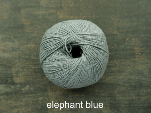 Knitting For Olive's Cotton Merino is a fine ,fingering weight yarn . Elephant Blue