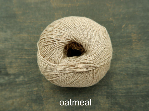 Knitting For Olive's Cotton Merino is a fine ,fingering weight yarn . Oatmeal