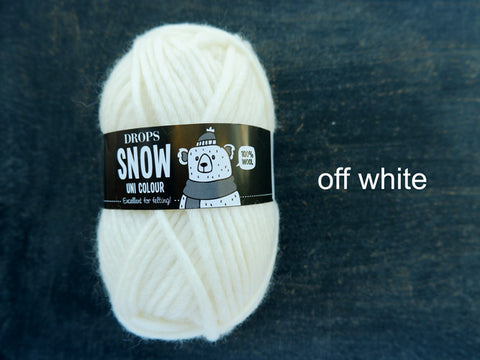 Snow by Drops Yarn is a Bulky 100% wool. Off White