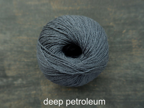 Knitting For Olve Pure  Silk yarn. Deep Petroleum