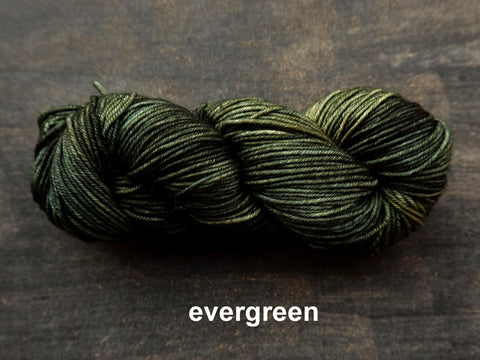 Lichen and Lace Merino  Worsted,  hand dyed yarn, made in Canada, evergreen