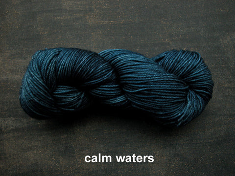 Lichen and Lace Merino  Worsted,  hand dyed yarn, made in Canada, calm waters