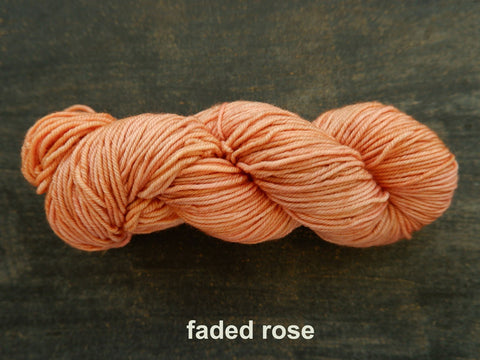 Lichen and Lace Merino  Worsted,  hand dyed yarn, made in Canada, faded rose