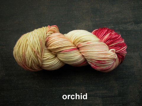 Lichen and Lace Merino  Worsted,  hand dyed yarn, made in Canada, orchid