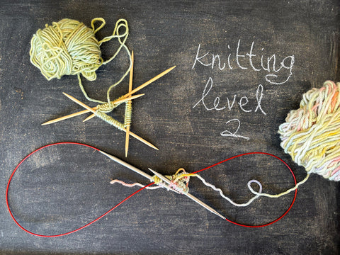 Knitting Level 2 Class at The Knit Cafe. Hand knit a sock and mitten.