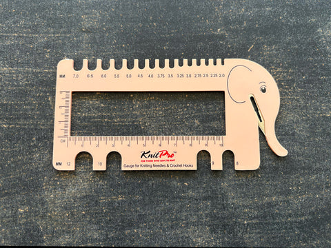 Knitting Needle and Crochet Hook Gauge with Cutter