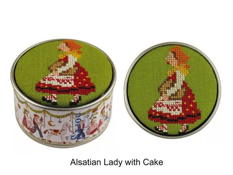 Cross Stitch Kit to make a round box from Sajou