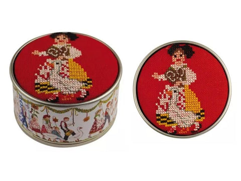 Cross Stitch Kit to make a round box from Sajou