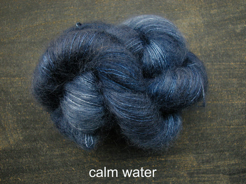 Lichen and Lace Marsh Mohair is a hand dyed mohair and silk lace yarn. It is available at The Knit Cafe in Toronto