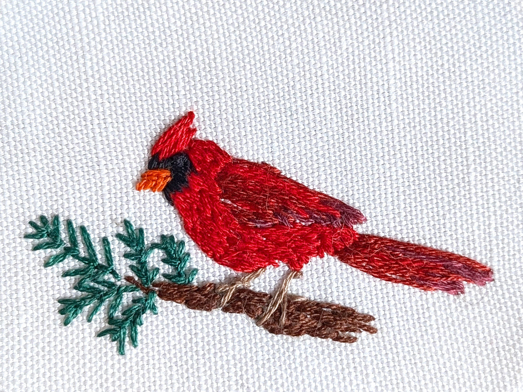 Introduction to Thread Painting on Knits - Embroider a Cardinal!
