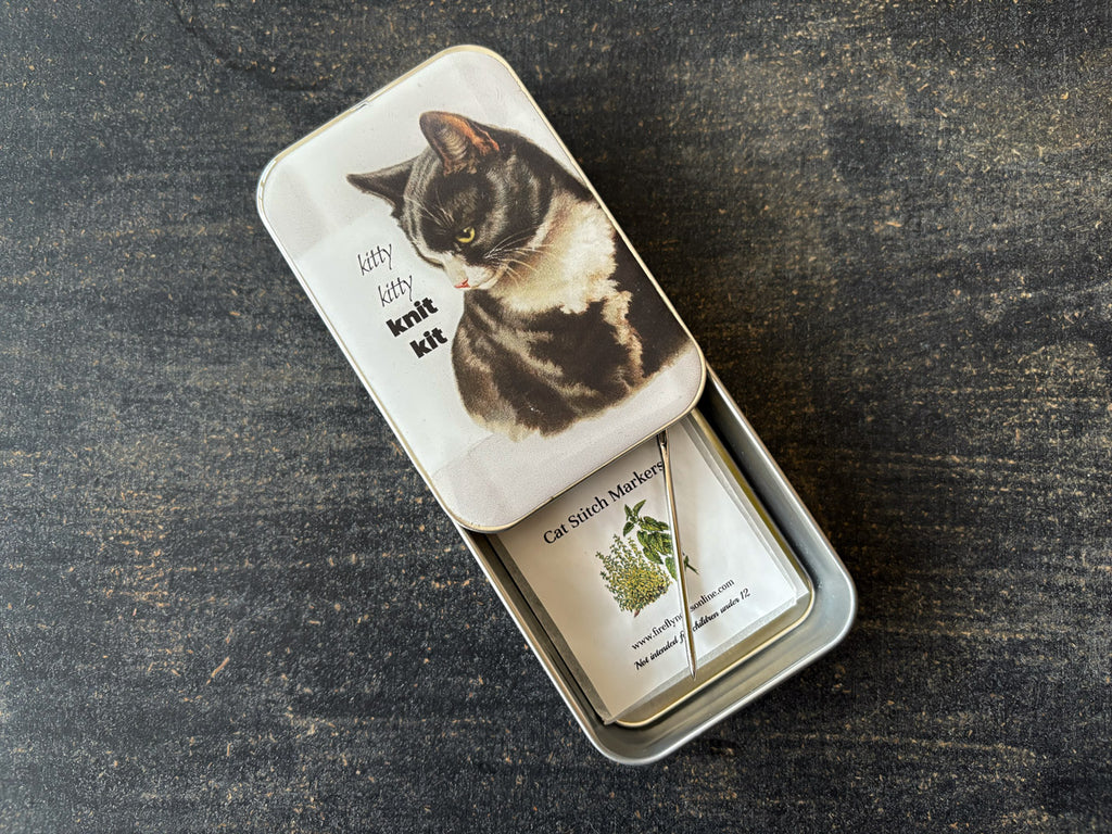 Cat Stitch Markers in Tin