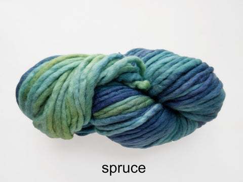 Flouf is a super bulky, merino yarn, made by Canadian hand dyer Fleece Artist 