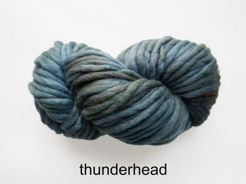 Flouf is a super bulky, merino yarn, made by Canadian hand dyer Fleece Artist 