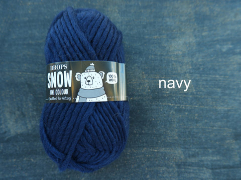 Snow by Drops Yarn is a Bulky 100% wool. Navy