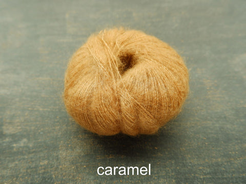 Knitting For Olive Silk Mohair yarn. Caramel