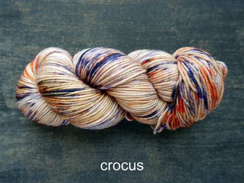 Lichen and Lace hand dyed yarn Merino Worsted in colour Crocus