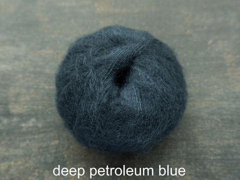 Knitting For Olive Silk Mohair yarn. Deep Petroleum Blue