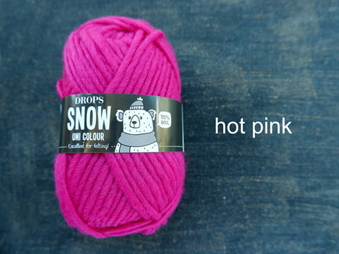 Snow by Drops Yarn is a Bulky 100% wool. Hot Pink