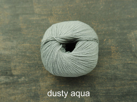 Knitting For Olive Merino. A fine fingering weight yarn. Dusty Aqua