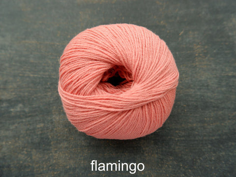 Knitting For Olive Merino. A fine fingering weight yarn. Flamingo