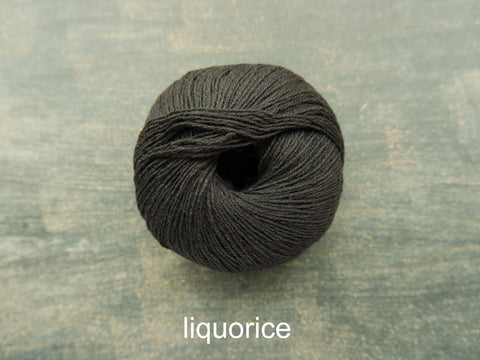 Knitting For Olive Merino. A fine fingering weight yarn. Liquorice