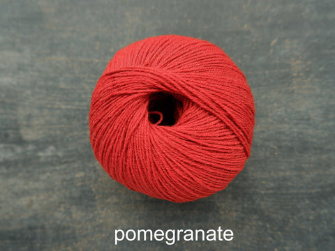 Knitting For Olive Merino. A fine fingering weight yarn. Pomegranate