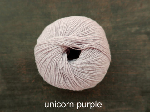 Knitting For Olive Merino. A fine fingering weight yarn. Unicorn Purple