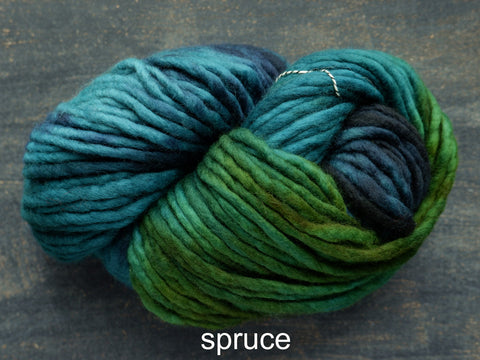 Flouf is a super bulky, merino yarn, made by Canadian hand dyer Fleece Artist 