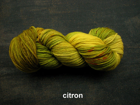 Lichen and Lace Merino  Worsted,  hand dyed yarn, made in Canada, citron