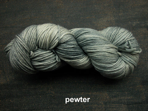 Lichen and Lace Merino  Worsted,  hand dyed yarn, made in Canada, pewter
